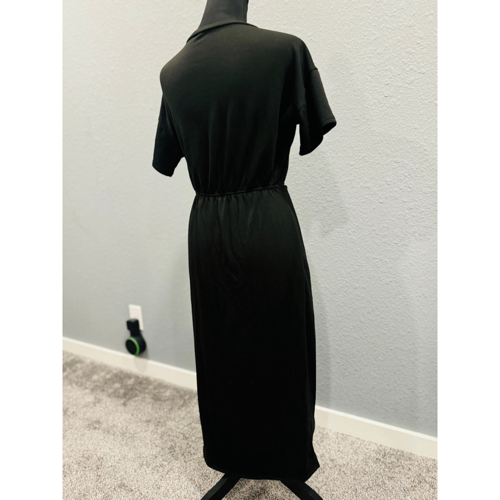 FSL Apparel Black Wrap Midi Dress - Elegant and Comfortable Size S - Picture 5 of 8